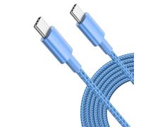 MOBISTAR New Nylon USB-C to USB-C Fast Charging Cable 2M, Type C to Type C Cable 60W PD Fast Charge Nylon Lead for iPhone 15, Samsung S23, S22, A54,A74, Google Pixel 6 (Sky Blue, 2M)