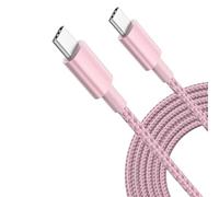 MOBISTAR New Nylon USB-C to USB-C Fast Charging Cable 2M, Type C to Type C Cable 60W PD Fast Charge Nylon Lead for iPhone 15, Samsung S23, S22, A54,A74, Google Pixel 6 (Rose Gold, 2M)