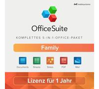 MobiSystems OfficeSuite Family - 6 users - documents, sheets, slides, PDF, email and calendar for 1 Windows PC and 2 mobile devices per user/1 year license