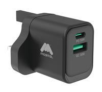 Mobitel 33W GaN USB C Charger Plug UK, Dual Port Fast Charger with USB-C & USB-A PD QC Wall Adapter for iPhone 17 16 15 14 Pro Max Samsung S25 S24 Ultra iPad Pixel Travel Plug (Black)