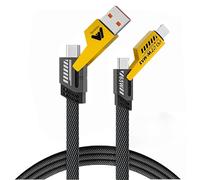 Mobitel 4-in-1 Fast Charging Cable 65W USB-A & USB-C to iPhone USB-C Micro-USB Premium Nylon Braided Multi Charger Lead for iPhone 15 16 17 Samsung Galaxy Pixel iPad Laptop 1.2m