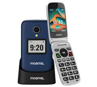 Mobitel 8010 4G Big Button Flip Phone for Seniors SIM Free Unlocked Mobile Phone with SOS Emergency Button Easy to Use Elderly Loud Speaker Long Battery Type C Dock Charger (Blue)