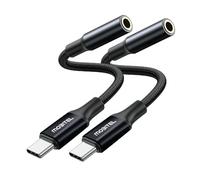Mobitel USB C to 3.5mm Headphone Jack Adapter Type-C to Aux Dongle with Hi-Fi DAC & Mic Support Compatible with Samsung Galaxy S23 S22 S21 Google Pixel 8 7 6 OnePlus iPad Pro iPhone 15 16 17 (2-Pack)