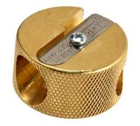 Mobius & Ruppert Solid Brass Pencil Sharpener Circular Round Double Heavy Duty Sharpener 5112 (Dual Size Barrel)