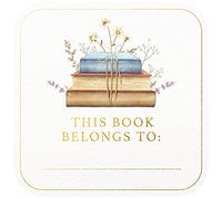 Mobiusea Creation Floral Book Design This Book Belongs to Stickers | Book Plates Labels | 2 x 2 Inch | Gold Foil | 60pcs Stickers for Book Name Stickers and Book Labels