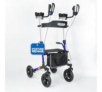 MobiWalk® Upright Walker | 4 Wheeled Arthritis Rollator Outdoor Walker | Tall Standing Rollator with Seat & Forearm Support & Pneumatic Wheels | Improves Posture | Bio-Lec Mobility (Blue)