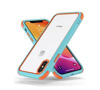 MobNano Case Compatible with iPhone X, iPhone XS, 360 Degree Shockproof Pro Anti-Scratch Transparent PC/TPU Silicone Case for iPhone X XS - Light Blue/Orange