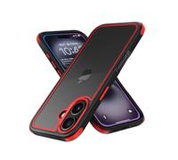 MobNano Compatible with iPhone 16, Ultra Thin Hybrid Case, Soft TPU Shockproof Bumper Anti Scratch Cover for iPhone 16 - Black/Red