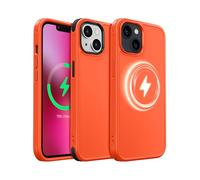 MobNano for iPhone 13/14 Case, Compatible with MagSafe, Frosted Matte Shockproof Case, 2 Replaceable Colour Styles, Anti-Scratch Bumper Slim Fit Protection iPhone 13/14 Cover - Orange