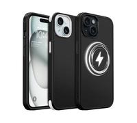 MobNano for iPhone 15 Case, Compatible with MagSafe, Frosted Matte Shockproof Case, 2 Replaceable Colour Styles, Anti-Scratch Bumper Slim Fit Protection iPhone 15 Cover - Black