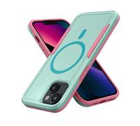 Mobnano Magetnic Case for iPhone 14 & iPhone 13, Compatible with Magsafe, with Multicolor Protective Shockproof Detachable Bumpers & Buttons, Anti-Scratch Military Grade Drop Protection - Green/Pink