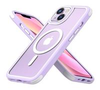 MobNano Magnetic Case For iPhone 13/14, [Support MagSafe Wireless Charging] Silicone Shockproof Bumper hard Transparent Outdoor Football Phone 13/14 Cover - Purple/White