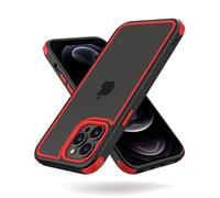 MobNano Ultra Thin Hybrid Clear for iPhone 12 Pro Max Case, Silicone Shockproof Bumper, Transparent hard Slim Back, Camera Protection, 360 Full Body Indestructible Phone Cover - Black Red