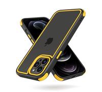 MobNano Ultra Thin Hybrid Clear for iPhone 12 Pro Max Case, Silicone Shockproof Bumper, Transparent hard Slim Back, Camera Protection, 360 Full Body Indestructible Phone Cover - Black Yellow