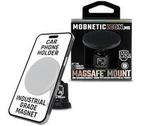 MobNetic Icon.MS MagSafe Compatible Phone Mount, Magnetic Phone Holder for Car w/ 90lb Pull Force, 90º Tilt & 360º Rotation, Aluminum Build, Compatibility for iPhone & Android (Obsidian Black)