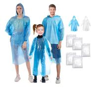 MOBOOY Poncho Waterproof Adult Kids, 5 Pack Rain Poncho with Sleeves and Drawstring Hood, Thickened Portable Adult Disposable Waterproof Poncho Raincoat Ideal for Festival, Camping, Theme Parks