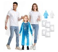 MOBOOY Rain Poncho, 5-Pack Emergency Disposable Rain Poncho Waterproof Clear Disposable Family Pack Emergency Raincoats for Women Men for Festivals, Camping, Theme Parks, Hiking & Travel