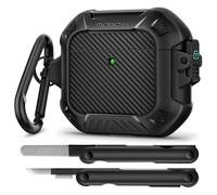 MOBOSI AirPods 4 Case (2024) with Cleaning Kit, Compatible with Magsafe, Military Protection, Shockproof Protective Case with Cleaner Kit & Carabiner, Case for AirPods 4 Generation, Black