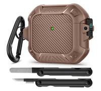 MOBOSI for AirPods 4 Case,Compatible with AirPod 4th Generation Cover [Compatible with MagSafe] Lock&Keychain&Cleaner Kit,Full Body Shockproof Protective Hard Shell (2024),Brown