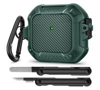 MOBOSI for AirPods 4 Case,Compatible with AirPod 4th Generation Cover [Compatible with MagSafe] Lock&Keychain&Cleaner Kit,Full Body Shockproof Protective Hard Shell (2024),Green