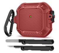 MOBOSI for AirPods 4 Case with Cleaner Kit, Compatible with AirPods 4th Generation Case Cover (2024) with Secure Lock & Keychain, Powerful Drop Protection, Shockproof Protective Hard Shell, Red