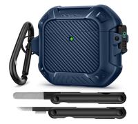 MOBOSI for AirPods 4 Case with Cleaner Kit, Compatible with AirPods 4th Generation Case Cover (2024) with Secure Lock & Keychain, Powerful Drop Protection, Shockproof Protective Hard Shell, Blue