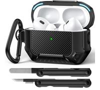 MOBOSI for AirPods Pro 2 Case,Compatible with AirPod Pro 2nd Generation Cover with Lock&Keychain&Cleaner Kit,Full Body Shockproof Protective Hard Shell (2023/2022/2019),Black