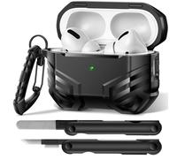 MOBOSI for AirPods Pro 2 Case Cover with Cleaner Kit & Keychain, Compatible with MagSafe, Compatible with Airpod Pro Case 2nd/1st Gen Shockproof Protective Hard Shell for Men(2023/2022/2019), Black