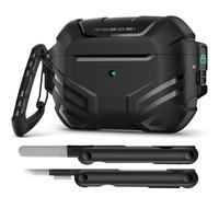 MOBOSI for AirPods Pro 2 Case Cover with Lock & Cleaner Kit & Keychain, Compatible with Airpod Pro Case 2nd/1st Gen Military Grade Shockproof Protective Hard Shell for Men(2023/2022/2019), Black