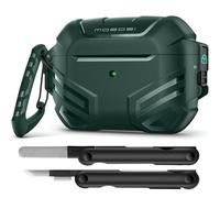 MOBOSI for AirPods Pro 2 Case Cover with Lock & Cleaner Kit & Keychain, Compatible with Airpod Pro Case 2nd/1st Gen Military Grade Shockproof Protective Hard Shell for Men(2023/2022/2019), Green