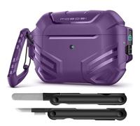 MOBOSI for AirPods Pro 2 Case Cover with Lock & Cleaner Kit & Keychain, Compatible with Airpod Pro Case 2nd/1st Gen Military Grade Shockproof Protective Hard Shell for Men(2023/2022/2019), Purple