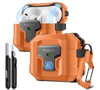 MOBOSI for AirPods Pro 3 Case 2025 with Drop-Proof Lock, Cleaning Kit & Keychain, Compatible with MagSafe, Military-Grade Protection Hard Cover for iPods Pro 3rd Generation,Orange