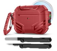MOBOSI for AirPods Pro 3 Case Cover with Cleaner Kit & Keychain, Compatible with MagSafe, Compatible with Airpod Pro Case 3rd Gen Shockproof Protective Hard Shell for Men(2025), Red
