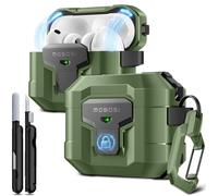 MOBOSI for AirPods Pro 3 Case with Automatic Lock & Cleaner Kit, Keychain, Compatible with MagSafe, Magnetic Hard Cover for AirPod Pro 3rd Generation 2025,Green