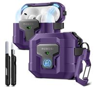 MOBOSI for AirPods Pro 3 Case with Automatic Lock & Cleaner Kit, Keychain, Compatible with MagSafe, Magnetic Hard Cover for AirPod Pro 3rd Generation 2025,Purple