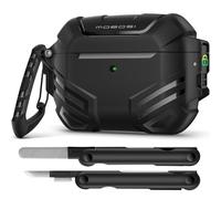 MOBOSI for AirPods Pro 3 Case with Lock, Compatible with AirPod Pro 3rd Generation Case [Compatible with MagSafe], Military Grade Protective Cover with Cleaner Kit & Keychain for Men(2025), Black