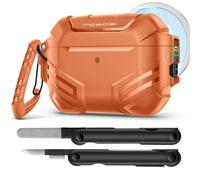 MOBOSI for AirPods Pro 3 Case with Lock, [Compatible with MagSafe], Military Grade Protective Cover with Cleaner Kit & Keychain for Men(2025),Orange