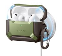 MOBOSI for AirPods Pro 3 Case with Magnetic Lid Lock,Compatible with MagSafe,Military Grade Shockproof Protective Cover with Cleaner Kit& Keychain for iPod Pro 3rd Generation Case (2025),Green