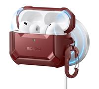 MOBOSI for AirPods Pro 3 Case with Magnetic Lid Lock,Compatible with MagSafe,Military Grade Shockproof Protective Cover with Cleaner Kit& Keychain for iPod Pro 3rd Generation Case (2025),Red