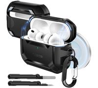MOBOSI for AirPods Pro 3 Case with Magnetic Lid Lock,Compatible with MagSafe,Military Grade Shockproof Protective Cover with Cleaner Kit& Keychain for iPod Pro 3rd Generation Case (2025),Black