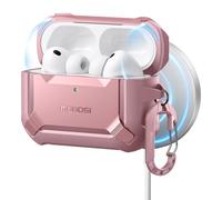 MOBOSI for AirPods Pro 3 Case with Magnetic Lid Lock,Compatible with MagSafe,Military Grade Shockproof Protective Cover with Cleaner Kit& Keychain for iPod Pro 3rd Generation Case (2025),Pink
