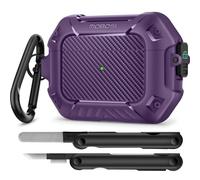 MOBOSI for AirPods Pro Case with Cleaner Kit, Compatible with Airpod Pro 2 Case 1st/2nd Generation with Lock & Keychain, Full Body Shockproof Protective Cover (2023/2022/2019), Purple