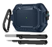 MOBOSI for AirPods Pro Case with Cleaner Kit, Compatible with Airpod Pro 2 Case 1st/2nd Generation with Lock & Keychain, Full Body Shockproof Protective Cover (2023/2022/2019), Blue