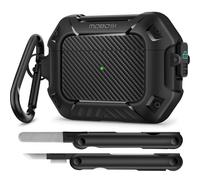MOBOSI for AirPods Pro Case with Cleaner Kit, Compatible with Airpod Pro 2 Case 1st/2nd Generation with Lock & Keychain, Full Body Shockproof Protective Cover (2023/2022/2019), Black