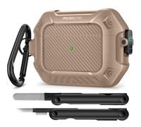 MOBOSI for AirPods Pro Case with Cleaner Kit, Compatible with Airpod Pro 2 Case 1st/2nd Generation with Lock & Keychain, Full Body Shockproof Protective Cover (2023/2022/2019), Brown