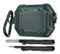 MOBOSI for AirPods Pro Case with Cleaner Kit, Compatible with Airpod Pro 2 Case 1st/2nd Generation with Lock & Keychain, Full Body Shockproof Protective Cover (2023/2022/2019), Green