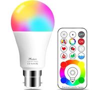 Mobri B22 LED Colour Changing Light Bulbs with Remote Control, 75 Watt Equivalent Bayonet Dimmable Colour Bulbs with Timing, Memory & Sync, 120 Multi RGB Colours + Daylight White,1 Pack