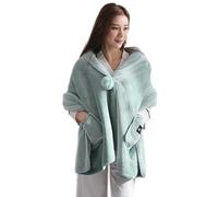 MOBUKJUU Wearable Blanket Winter Warm Cloak Cape Shawl Blanket Flannel Blanket Plush Shawl Travel Thicken Bedroom Blanket (Light Green)