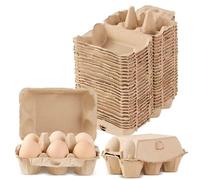 MoBunnly Duck Egg Cartons 15 Pack- Holds Up to Half Dozen 6 Count Eggs Bulk Blank Container Empty Cardboard Thickness Natural Pulp Egg Boxes