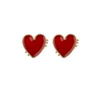 MOBUTOFU 1 Pair Red Heart-shaped Ear Studs for Women, Punk Style Metal Earrings for Tourism Commemorative and Festival Wear
